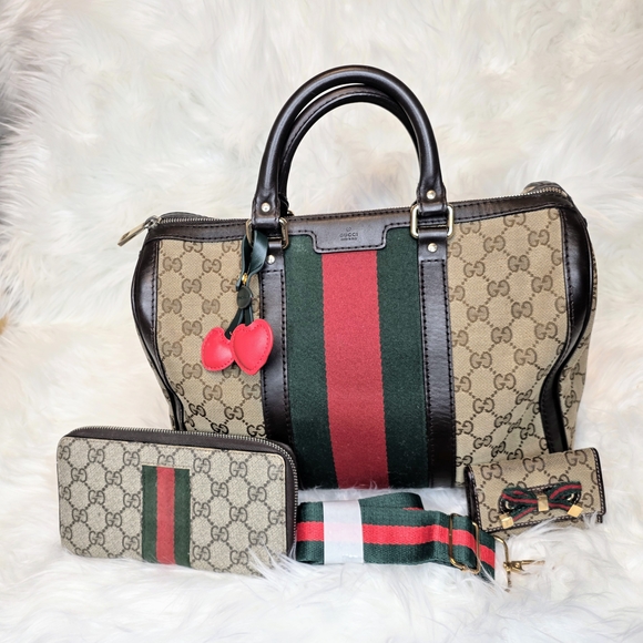 Gucci Handbags - Gucci Sherryline 3 Pc Set. Boston Bag, Wallet, and Keyholder Card Case.